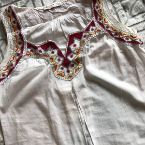 Zara embroidered sleeveless blouse